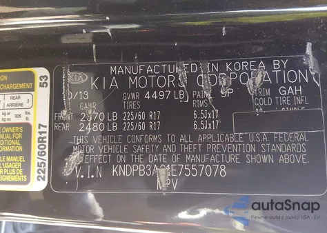 2014 Kia Sportage Lx z USA, uszkodzony, nr VIN KNDPB3AC1E7557078